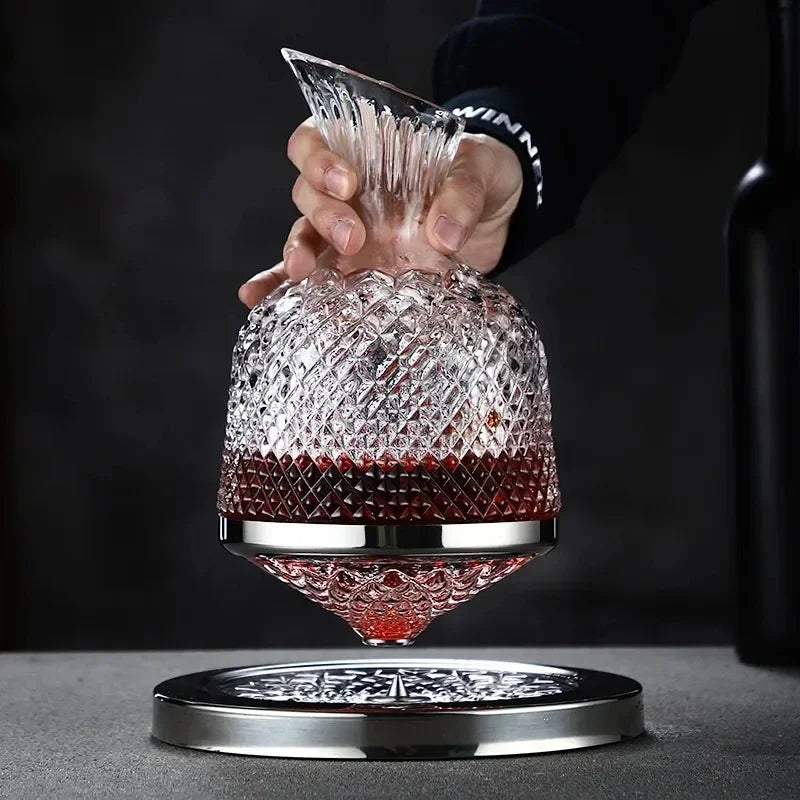Carafe à vin rotative à 360 en verre cristal