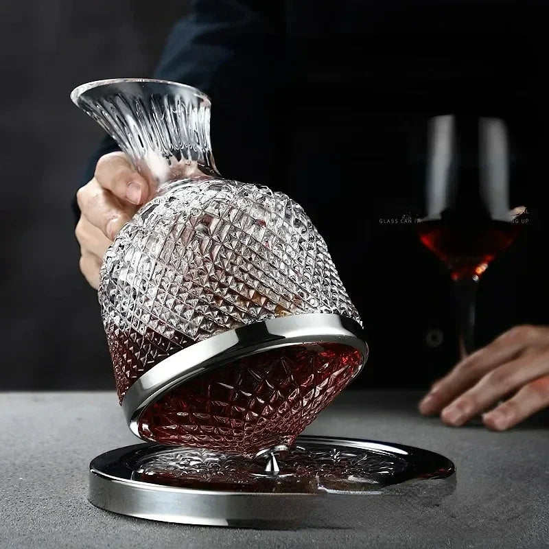 Carafe à vin rotative à 360 en verre cristal